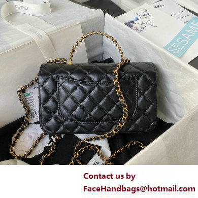 Chanel Lambskin, Strass & Gold-Tone Metal Small Flap Bag with Top Handle AS4362 Black 2025 - Click Image to Close